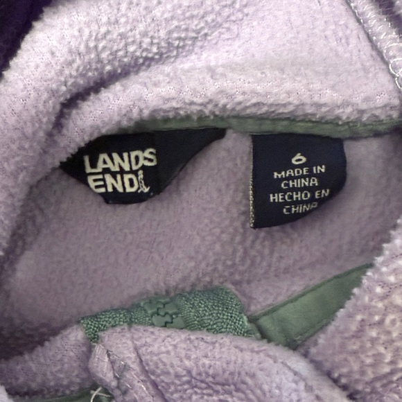 Lands' End Kids Fleece Hoodie in Lavender and Mint - Picture 2 of 8